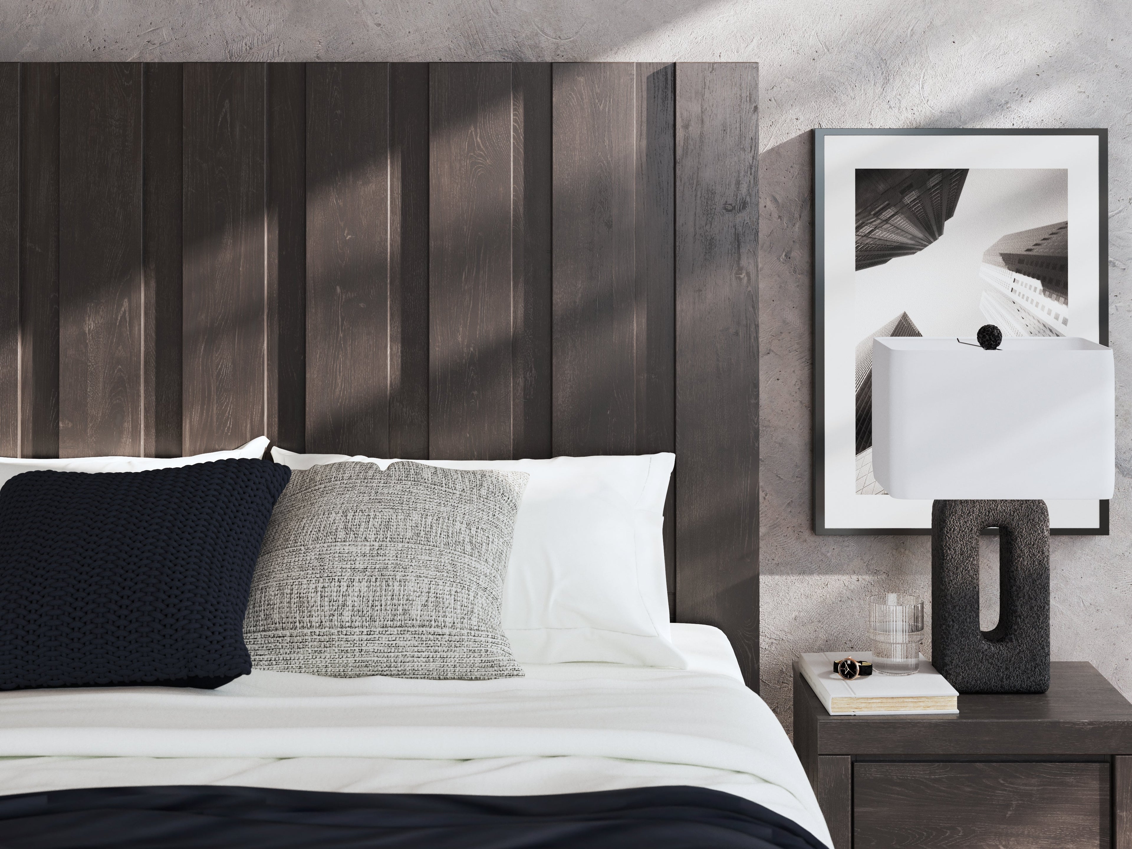 Fraluna King Panel Bed with Mirrored Dresser in Charcoal from Ashley - Luna Furniture