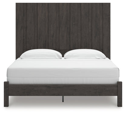 Fraluna King Panel Bed with Mirrored Dresser in Charcoal from Ashley - Luna Furniture