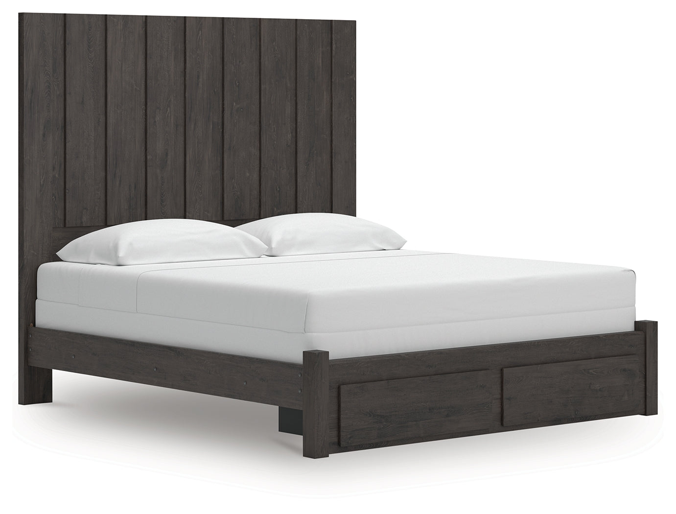 Fraluna King Panel Storage Bed with Mirrored Dresser in Charcoal from Ashley - Luna Furniture