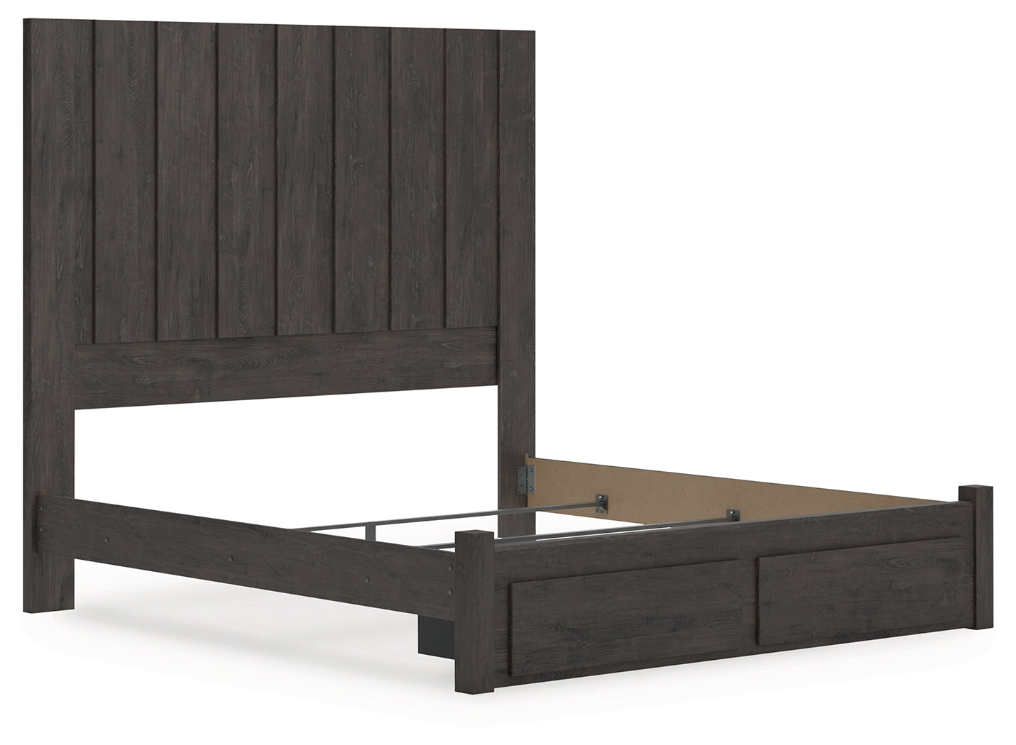 Fraluna King Panel Storage Bed with Mirrored Dresser in Charcoal from Ashley - Luna Furniture