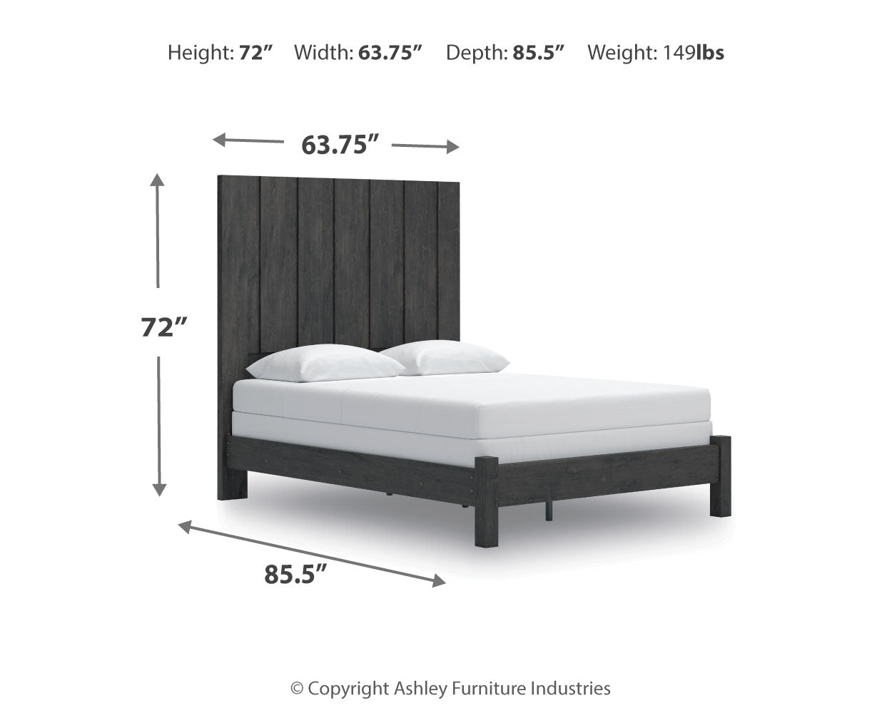 Fraluna Queen Panel Bed with Dresser in Charcoal from Ashley - Luna Furniture