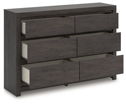 Fraluna Queen Panel Bed with Dresser in Charcoal from Ashley - Luna Furniture