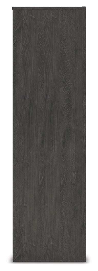 Fraluna Queen Panel Bed with Mirrored Dresser and Chest in Charcoal from Ashley - Luna Furniture