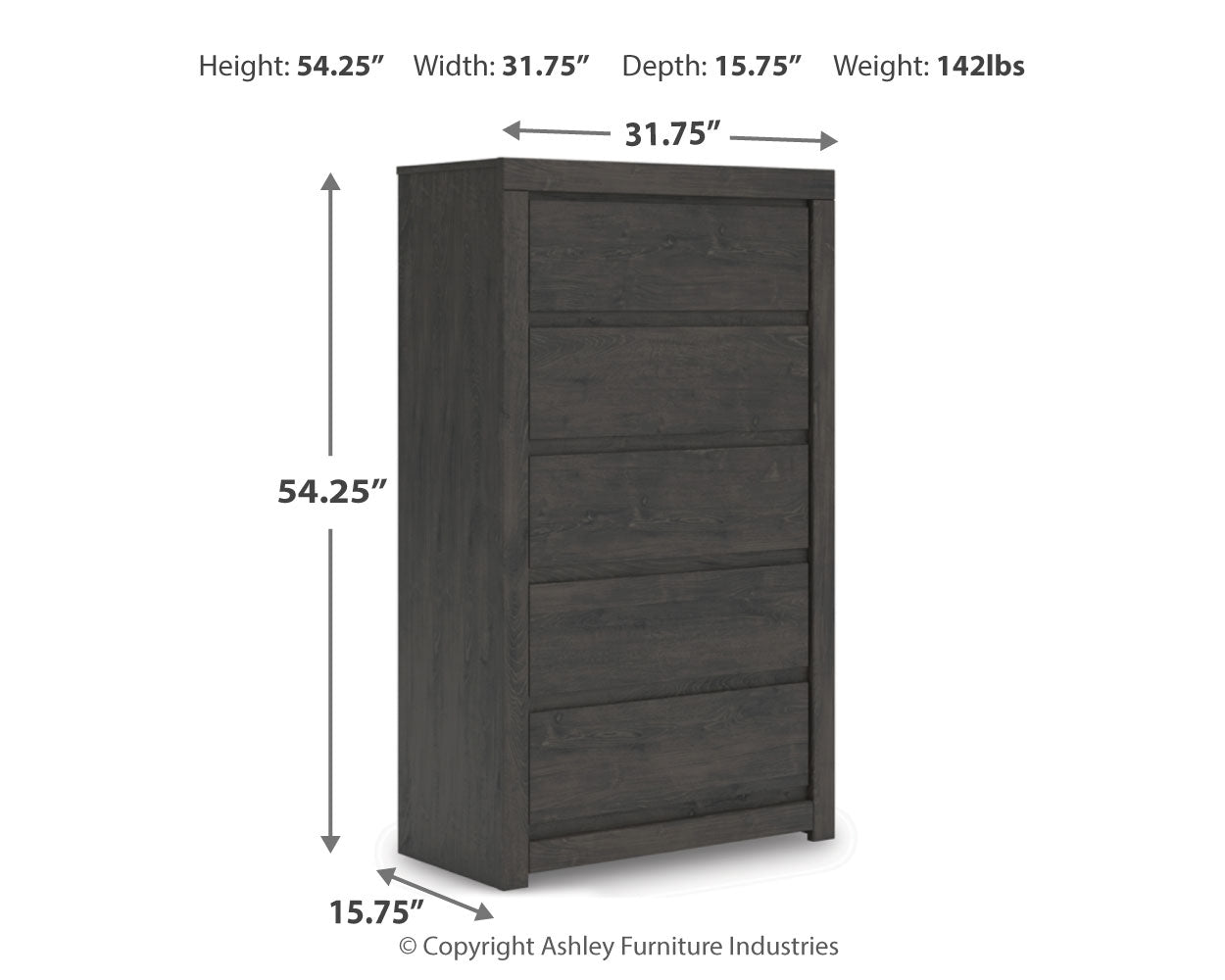 Fraluna Queen Panel Bed with Mirrored Dresser and Chest in Charcoal from Ashley - Luna Furniture