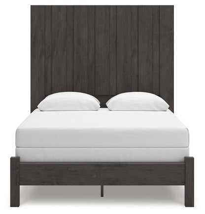 Fraluna Queen Panel Bed with Mirrored Dresser and Chest in Charcoal from Ashley - Luna Furniture