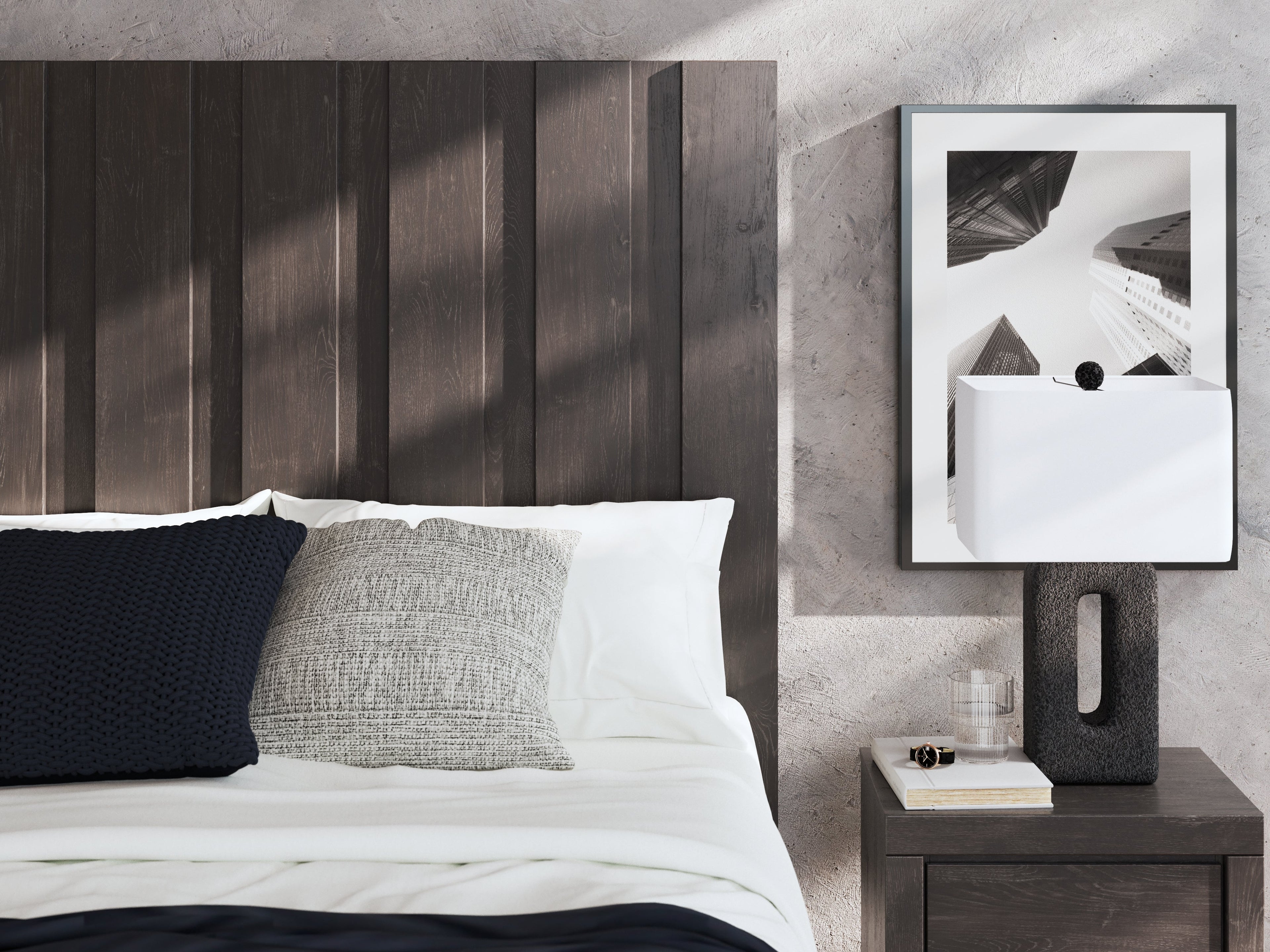 Fraluna Queen Panel Bed with Mirrored Dresser and Chest in Charcoal from Ashley - Luna Furniture