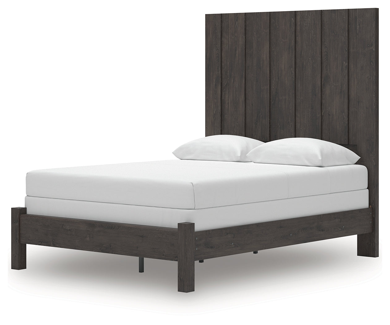 Fraluna Queen Panel Bed with Mirrored Dresser, Chest and Nightstand in Charcoal from Ashley - Luna Furniture