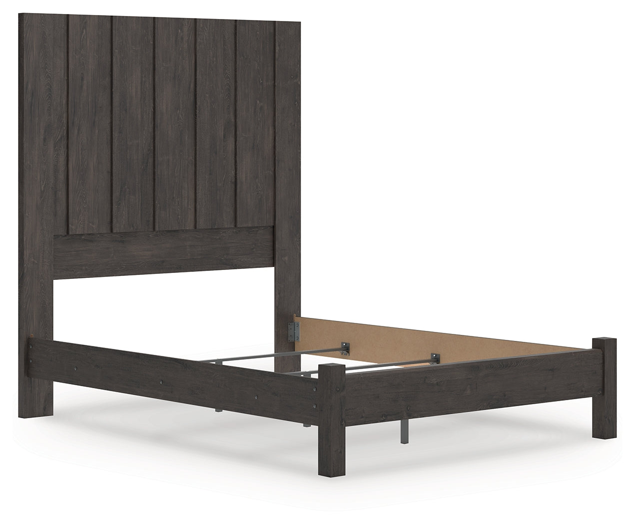 Fraluna Queen Panel Bed with Mirrored Dresser, Chest and Nightstand in Charcoal from Ashley - Luna Furniture