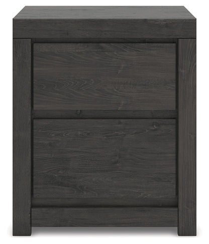 Fraluna Queen Panel Bed with Mirrored Dresser, Chest and Nightstand in Charcoal from Ashley - Luna Furniture