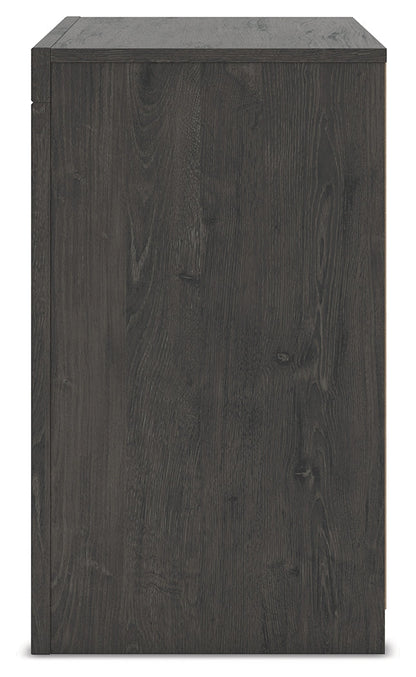 Fraluna Queen Panel Bed with Mirrored Dresser, Chest and Nightstand in Charcoal from Ashley - Luna Furniture