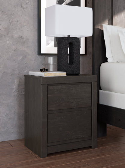 Fraluna Queen Panel Bed with Mirrored Dresser, Chest and Nightstand in Charcoal from Ashley - Luna Furniture