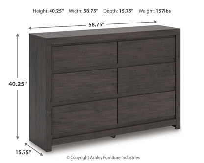 Fraluna Queen Panel Storage Bed with Dresser in Charcoal from Ashley - Luna Furniture