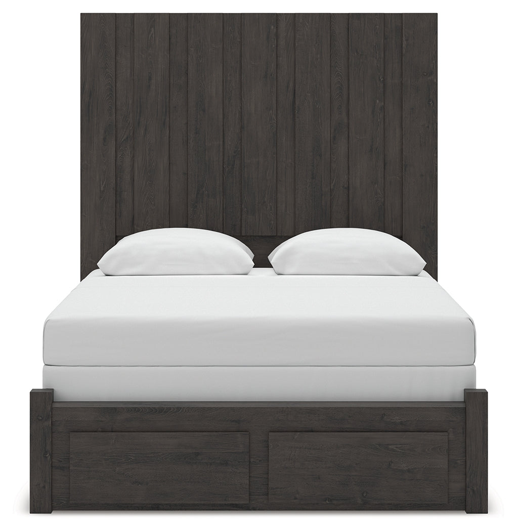 Fraluna Queen Panel Storage Bed with Dresser in Charcoal from Ashley - Luna Furniture
