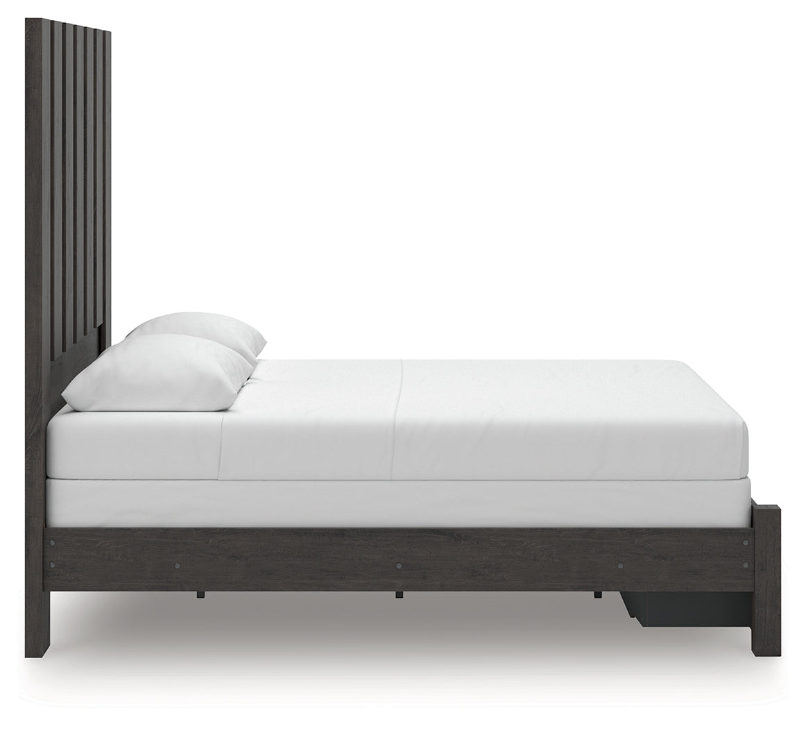 Fraluna Queen Panel Storage Bed with Dresser in Charcoal from Ashley - Luna Furniture