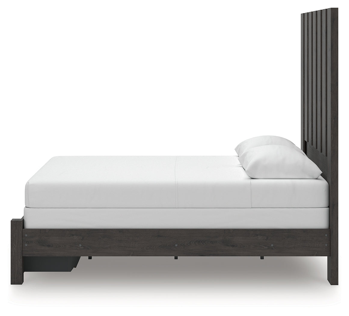 Fraluna Queen Panel Storage Bed with Dresser in Charcoal from Ashley - Luna Furniture