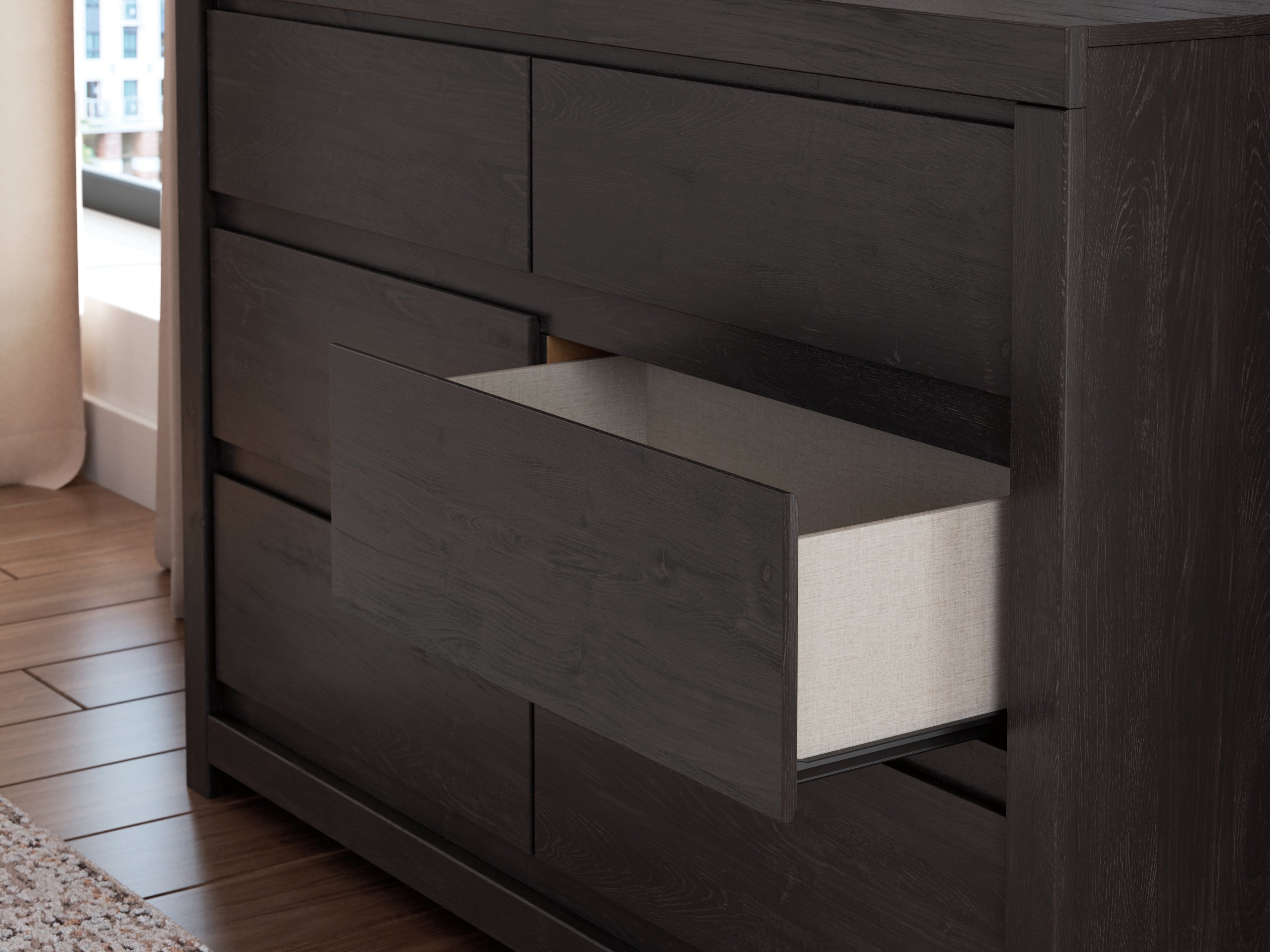 Fraluna Queen Panel Storage Bed with Dresser in Charcoal from Ashley - Luna Furniture