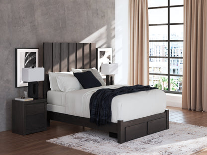 Fraluna Queen Panel Storage Bed with Dresser in Charcoal from Ashley - Luna Furniture