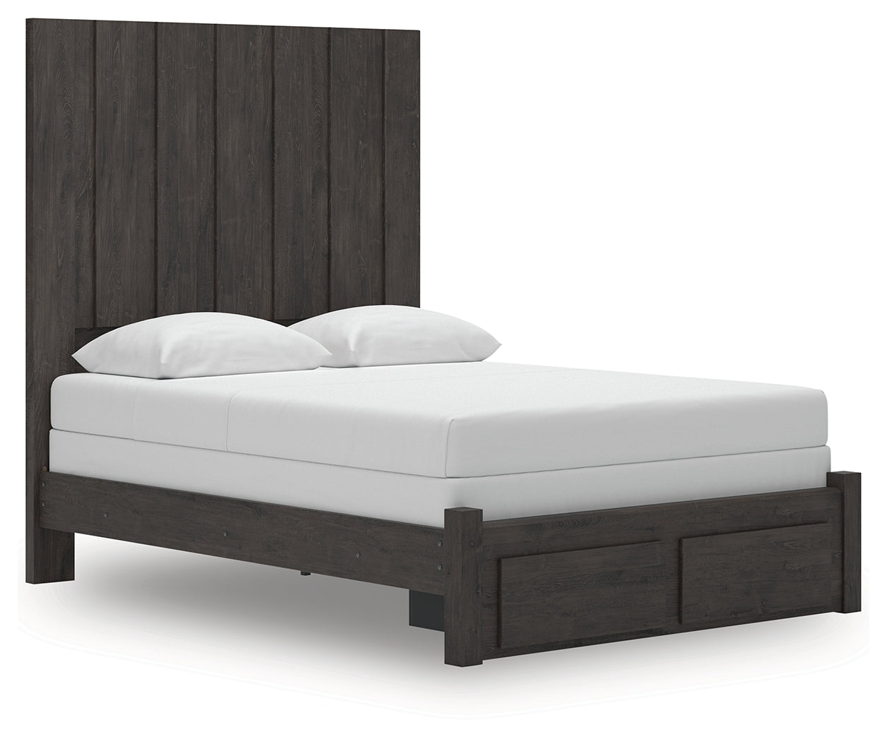Fraluna Queen Panel Storage Bed with Mirrored Dresser in Charcoal from Ashley - Luna Furniture