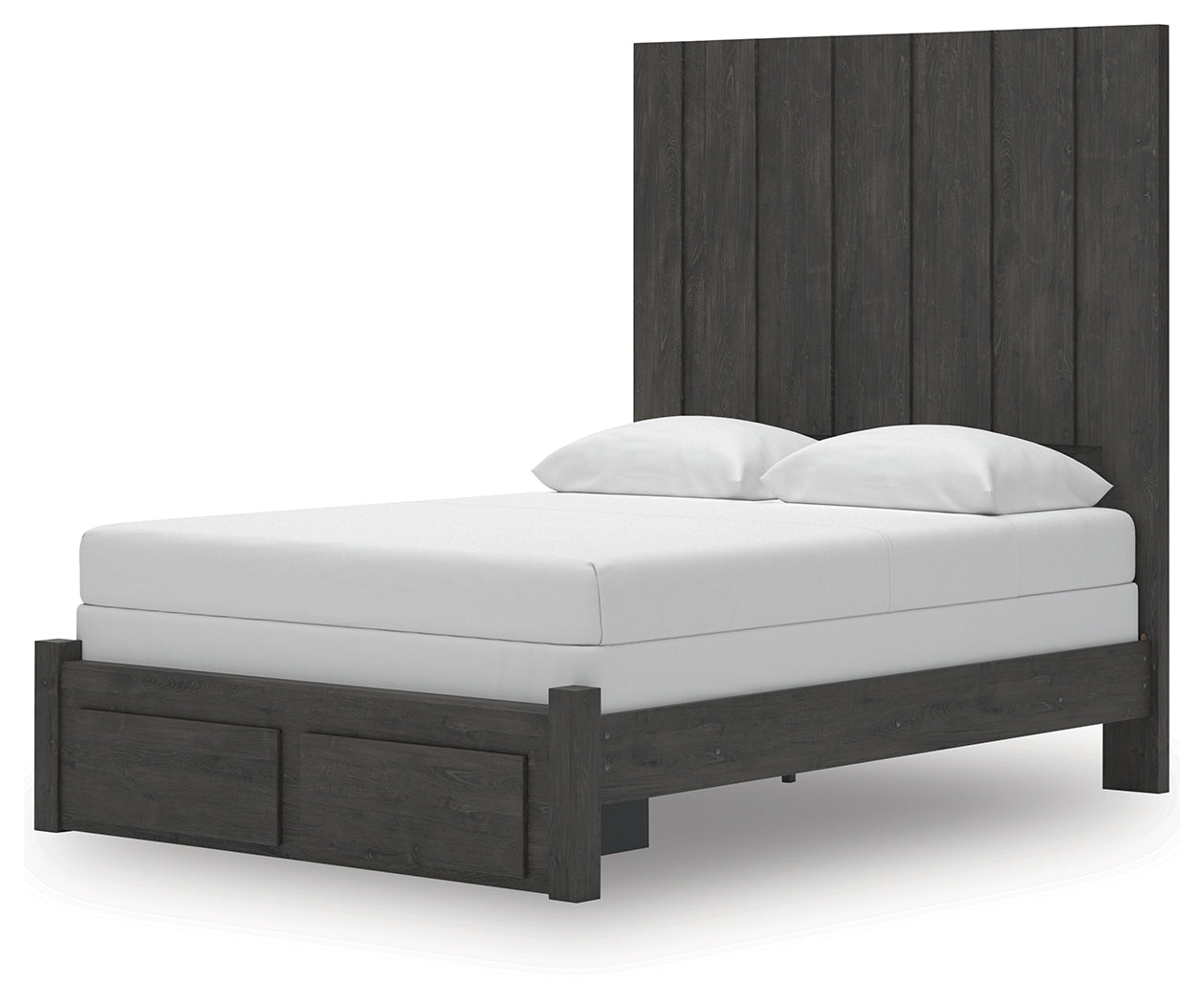 Fraluna Queen Panel Storage Bed with Mirrored Dresser in Charcoal from Ashley - Luna Furniture