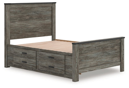 Frandern Black/Gray Full Panel Bed with Storage - B4480B24
