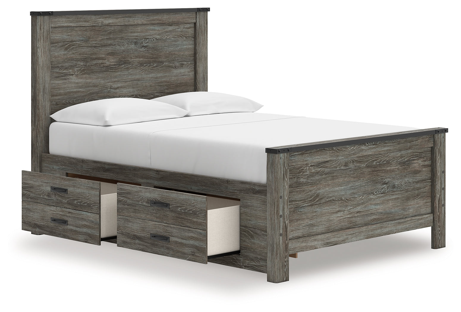 Frandern Black/Gray Full Panel Bed with Storage - B4480B24