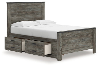 Frandern Black/Gray Full Panel Bed with Storage - B4480B24