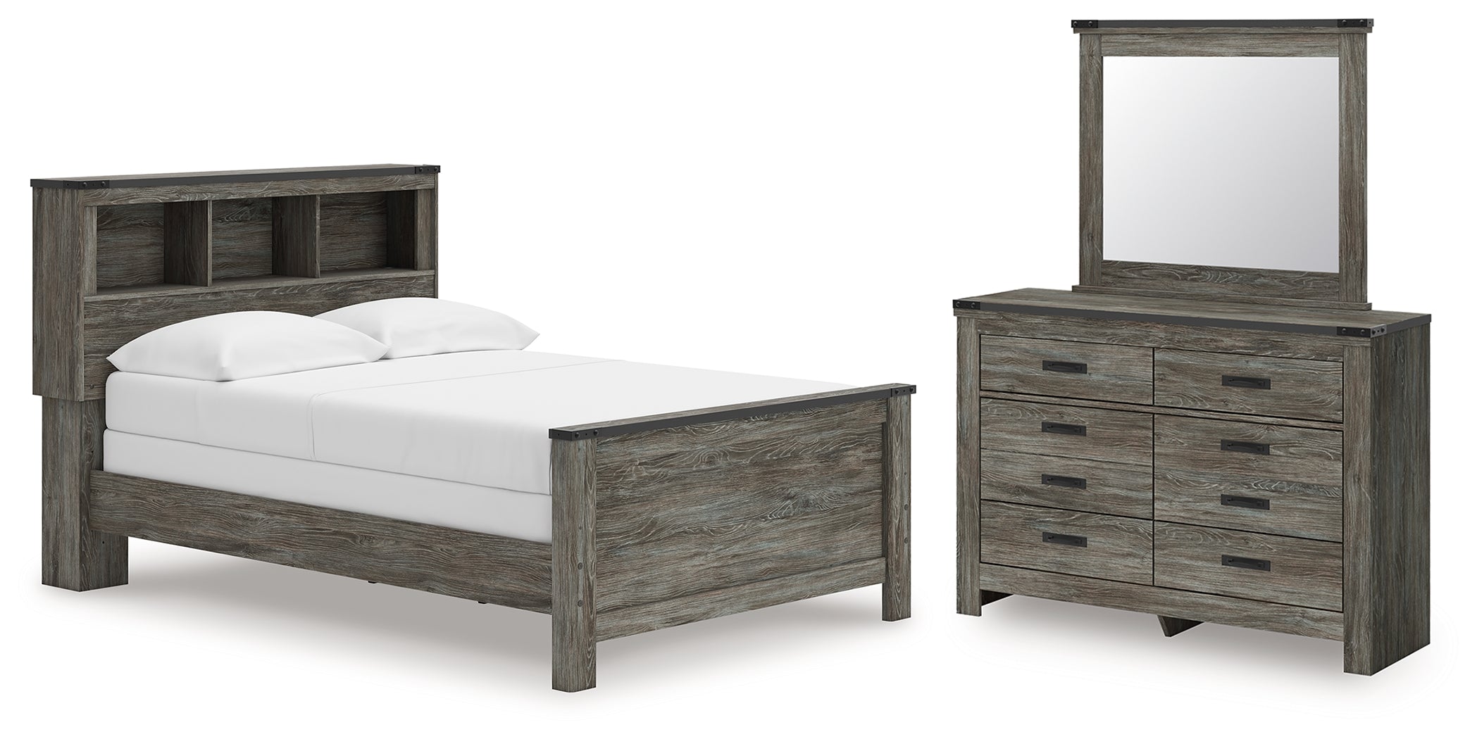 Frandern Full Bookcase Bed, Dresser and Mirror - B4480B6