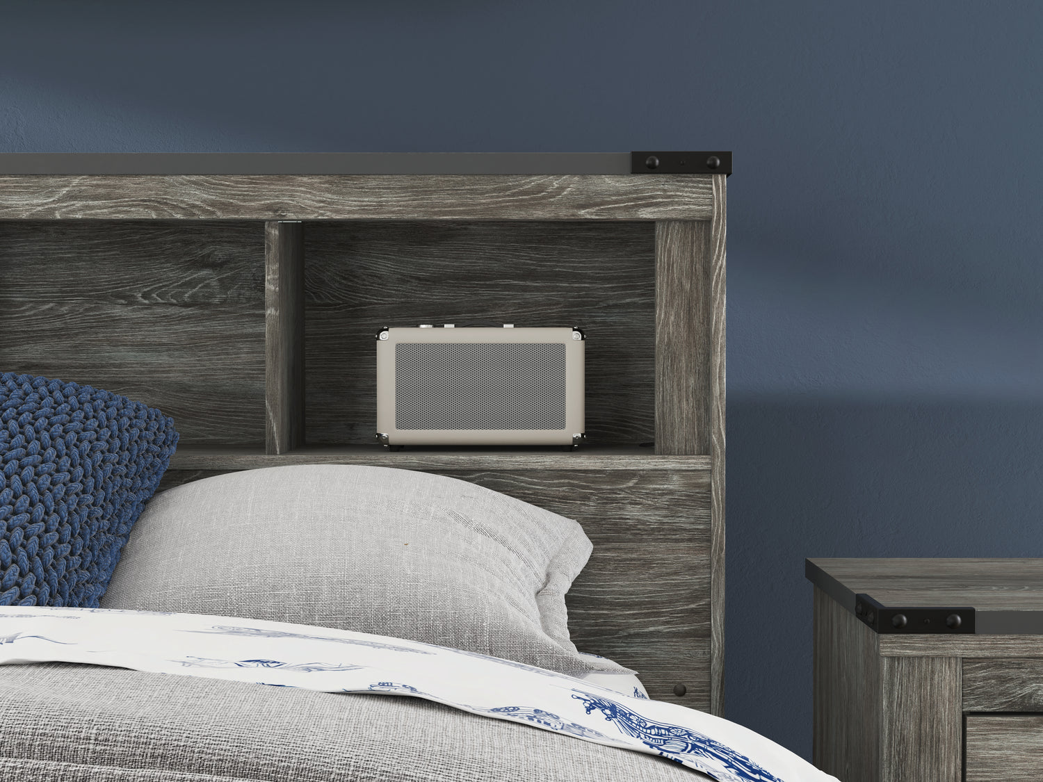 Frandern Full Bookcase Bed with Storage, Dresser and Mirror - B4480B11