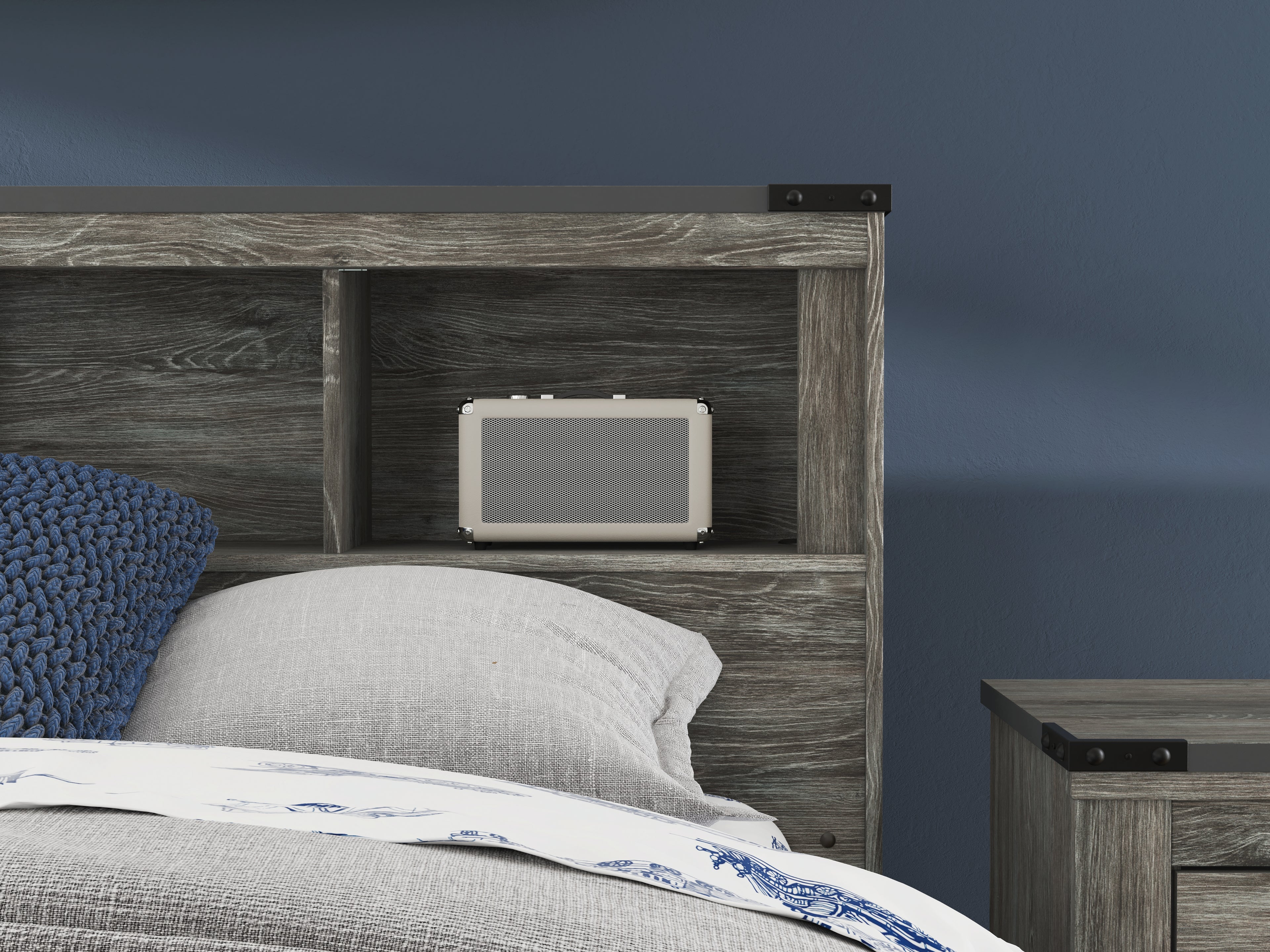 Frandern Full Bookcase Bed with Storage, Dresser and Mirror - B4480B11