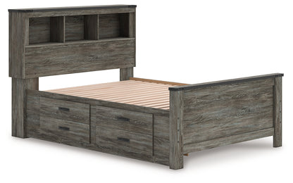 Frandern Gray Full Bookcase Panel Bed with Storage - B4480B9