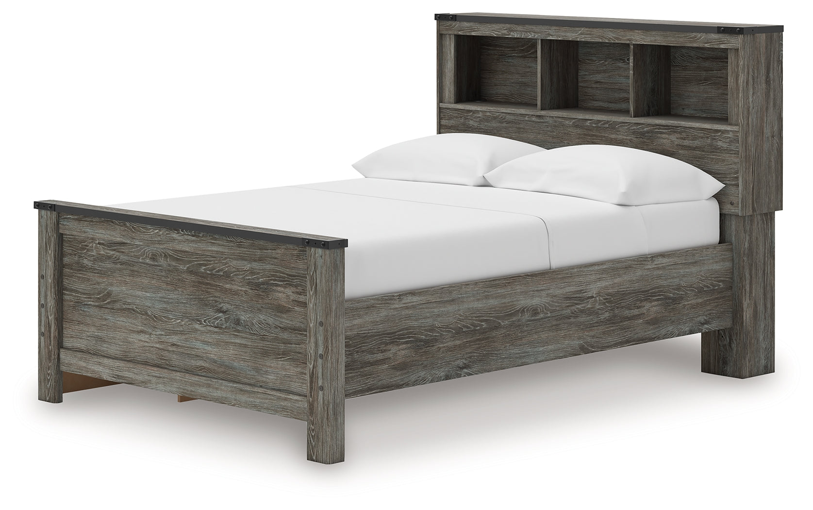 Frandern Gray Full Bookcase Panel Bed with Storage - B4480B9