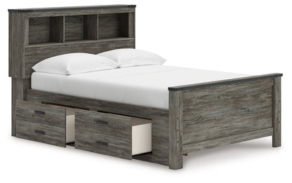 Frandern Gray Full Bookcase Panel Bed with Storage - B4480B9