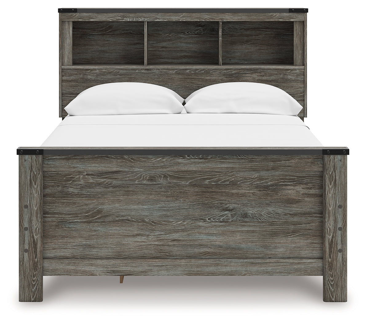 Frandern Gray Full Bookcase Panel Bed with Storage - B4480B9