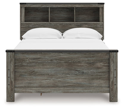 Frandern Gray Full Bookcase Panel Bed with Storage - B4480B9
