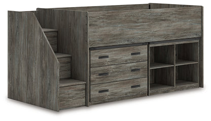 Frandern Gray Twin Loft  Bed with Bookcase and Drawer Storage - B4480B16
