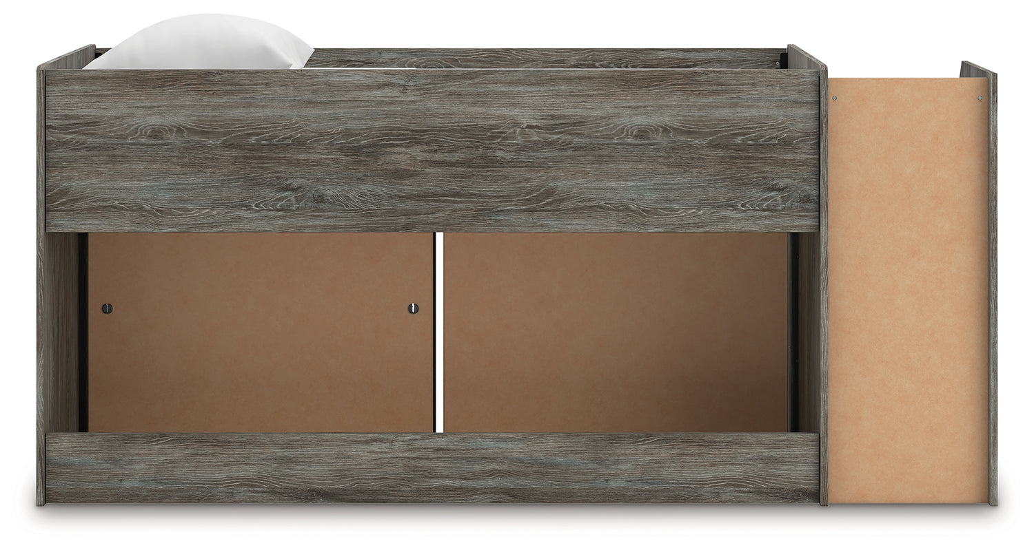 Frandern Gray Twin Loft  Bed with Bookcase and Drawer Storage - B4480B16