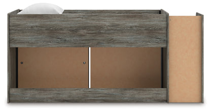 Frandern Gray Twin Loft  Bed with Bookcase and Drawer Storage - B4480B16