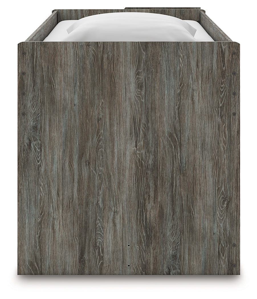 Frandern Gray Twin Loft  Bed with Bookcase and Drawer Storage - B4480B16