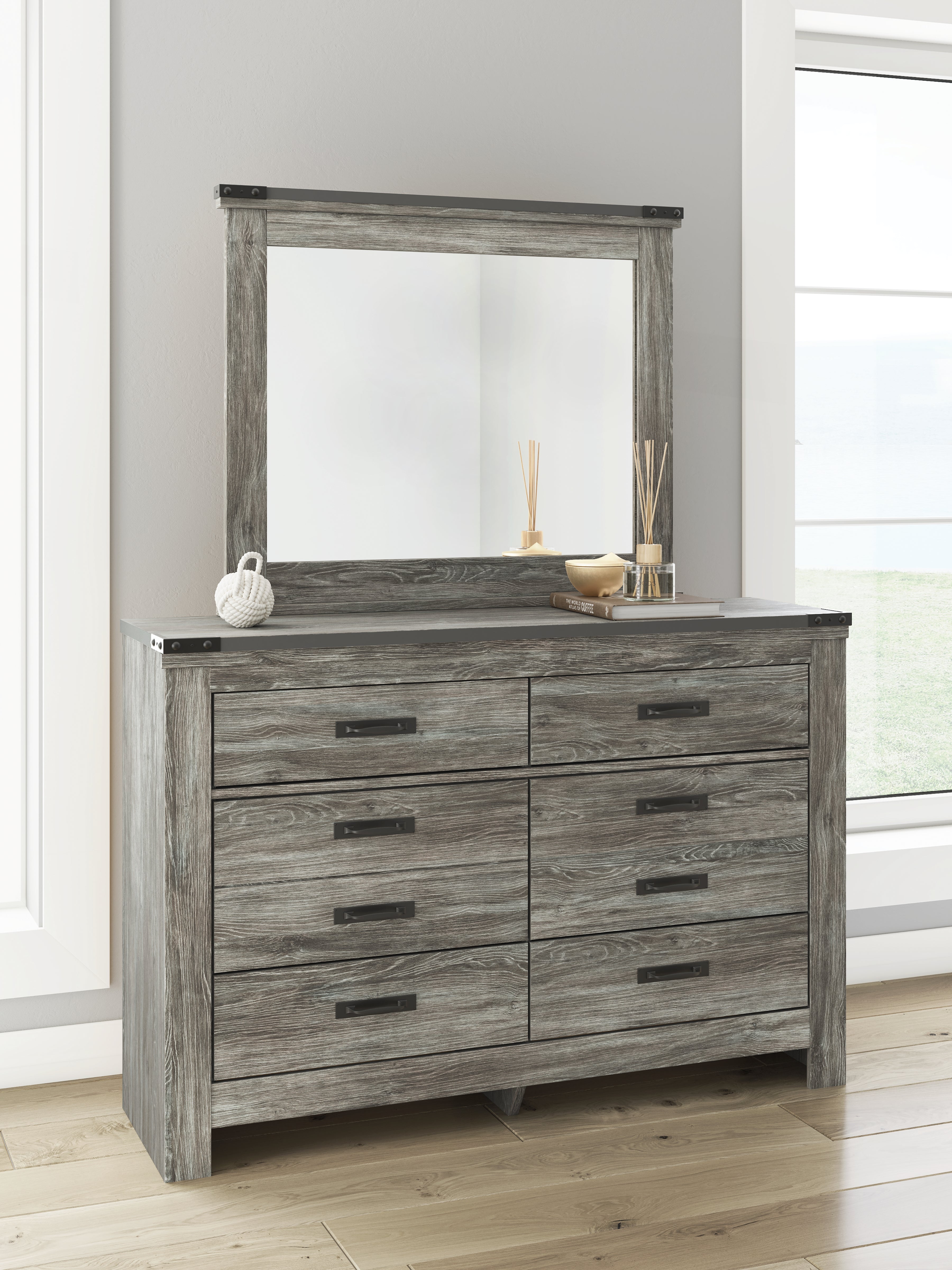 Frandern Queen Bookcase Bed, Dresser and Mirror - B4480B7
