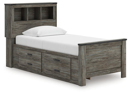 Frandern Twin Bookcase Bed with Storage, Dresser and Mirror - B4480B10