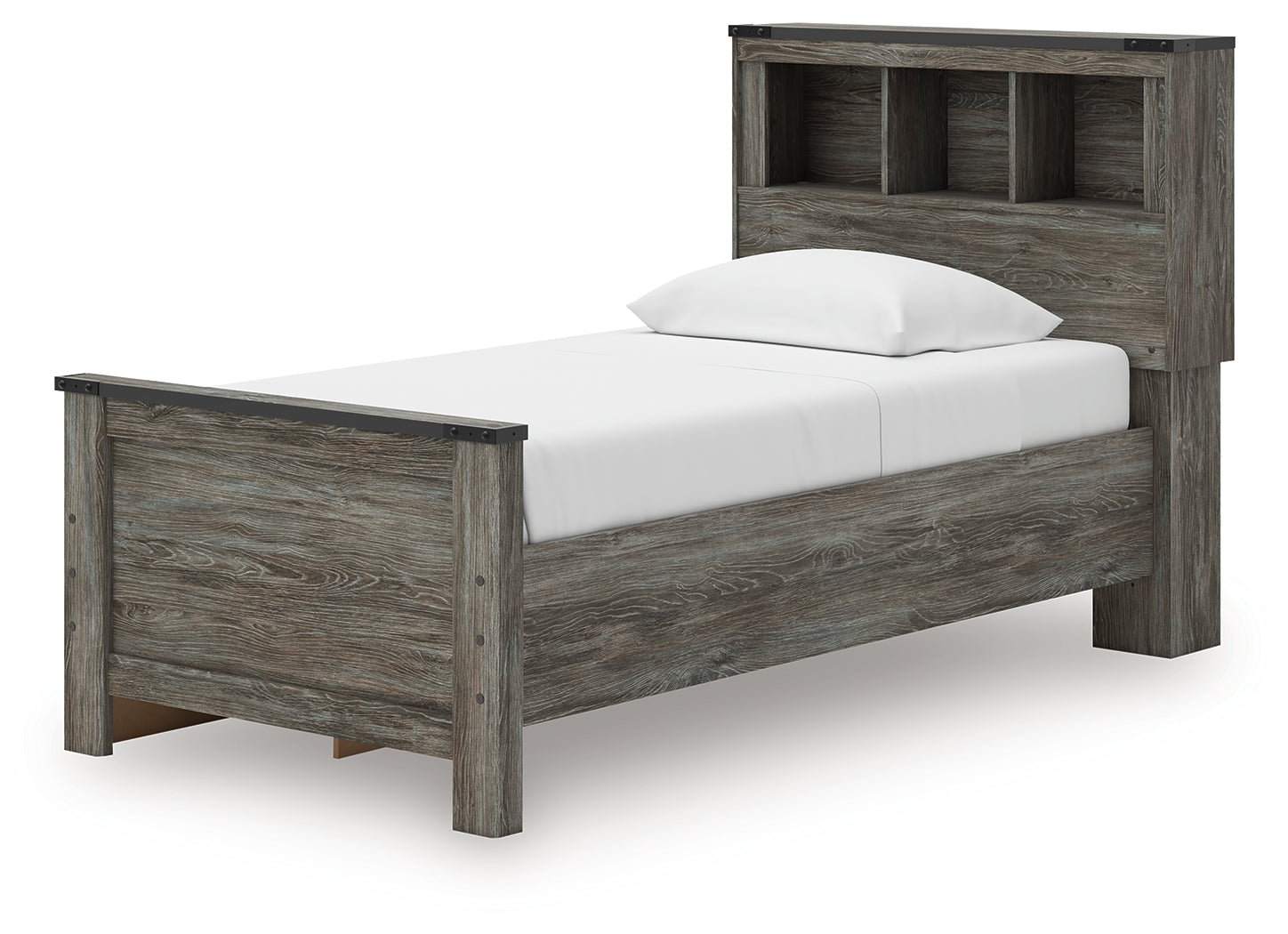 Frandern Twin Bookcase Bed with Storage, Dresser and Mirror - B4480B10