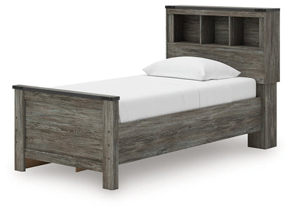 Frandern Twin Bookcase Bed with Storage, Dresser and Mirror - B4480B10
