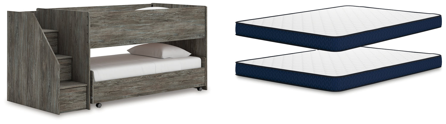 Frandern Twin Over Twin Loft Bed and Mattresses - B4480B27