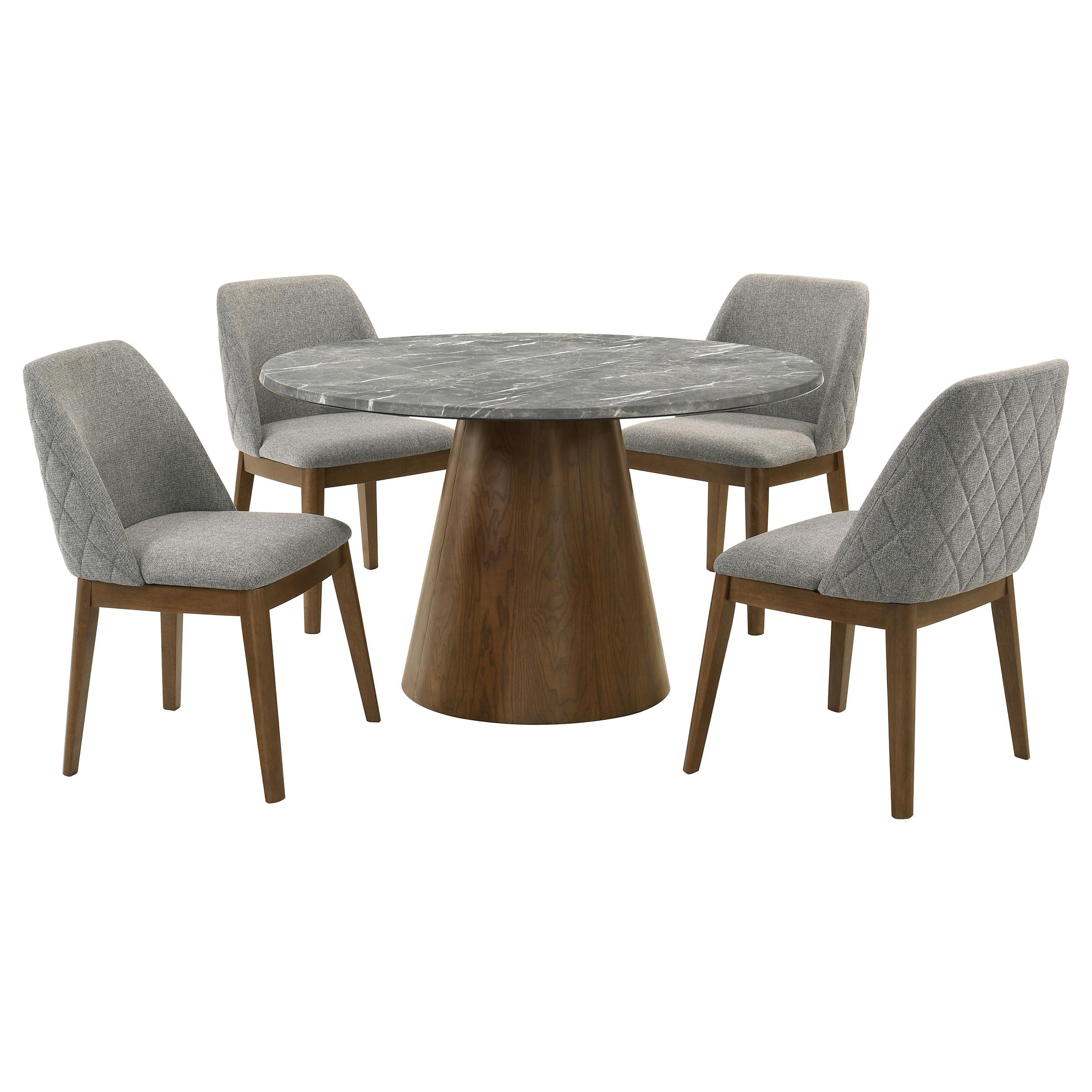 Franklin 5-piece Round Dining Table Set Grey and Dark Oak - 193820-S5
