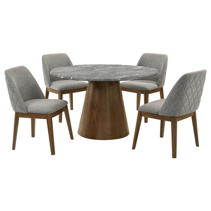 Franklin 5-piece Round Dining Table Set Grey and Dark Oak - 193820-S5