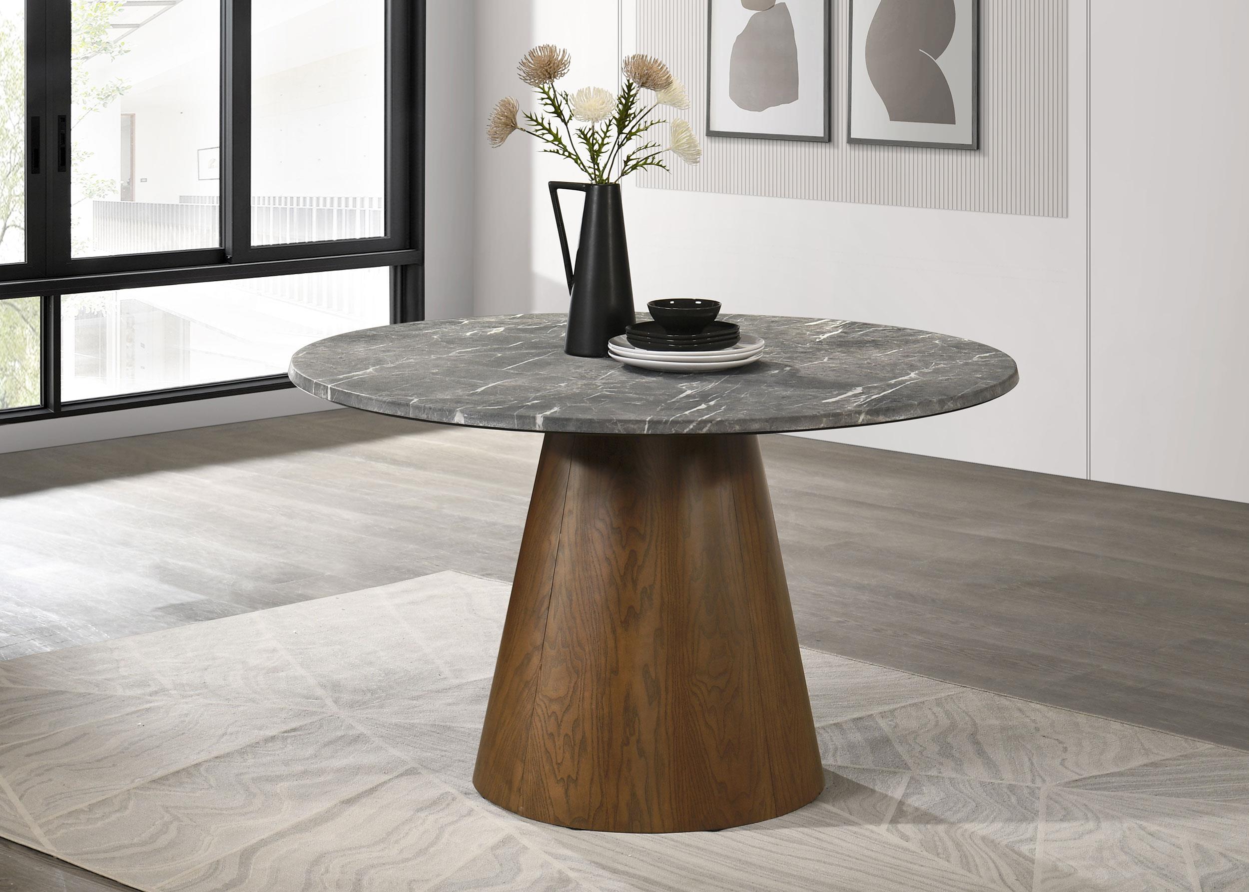 Franklin 59-inch Round Dining Table Grey and Dark Oak - 193820