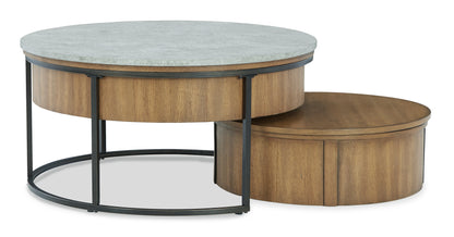 Fridley Coffee Table with 2 End Tables in Gray/Brown/Black - PKG013777
