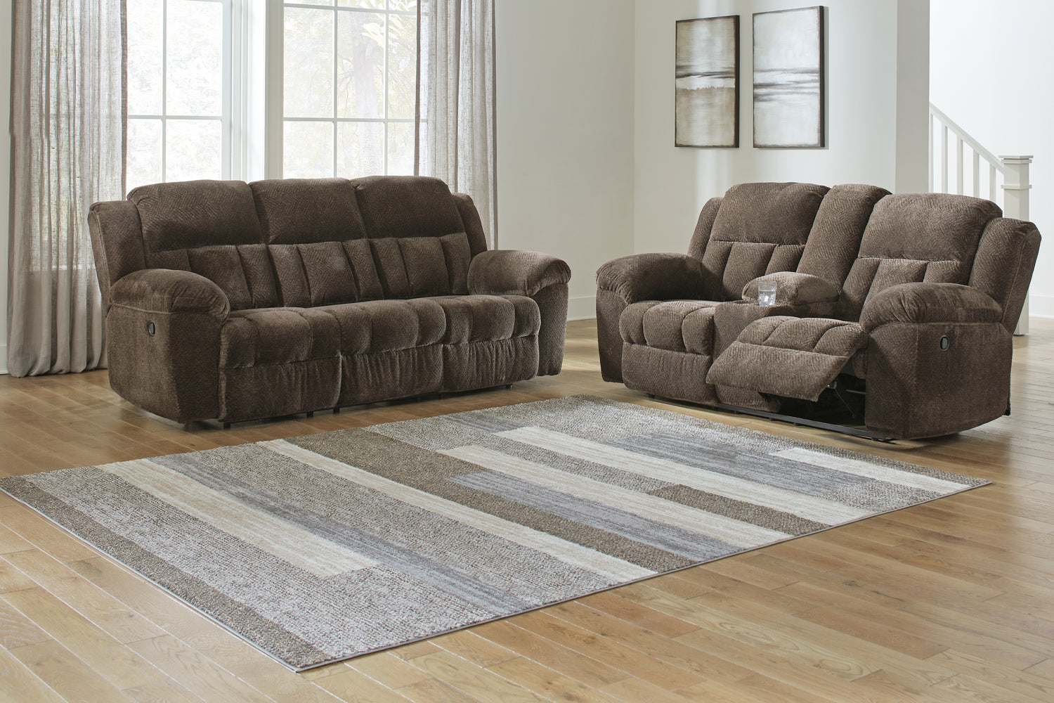 Frohn Chocolate Reclining Sofa and Loveseat - 37407U1