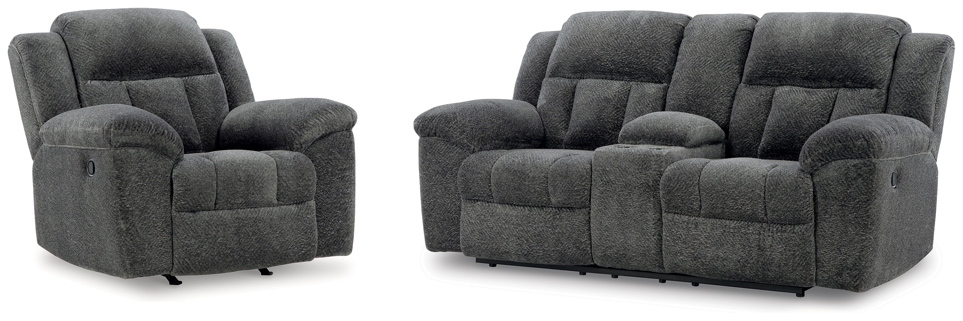 Frohn Graphite Reclining Loveseat and Recliner - 37406U1