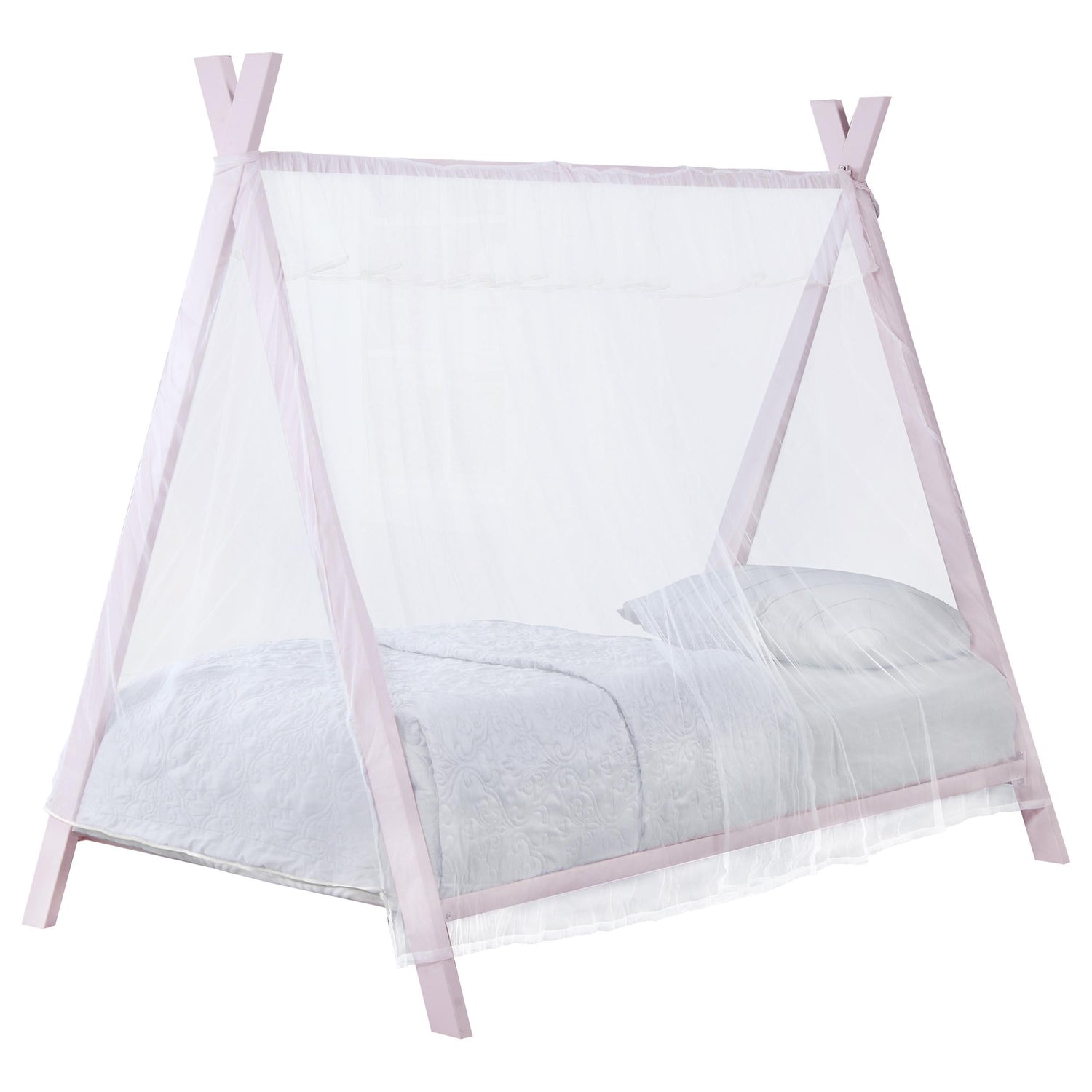 Fultonville Metal Twin Tent Bed with 7-inch Mattress Pink - 302133-SM